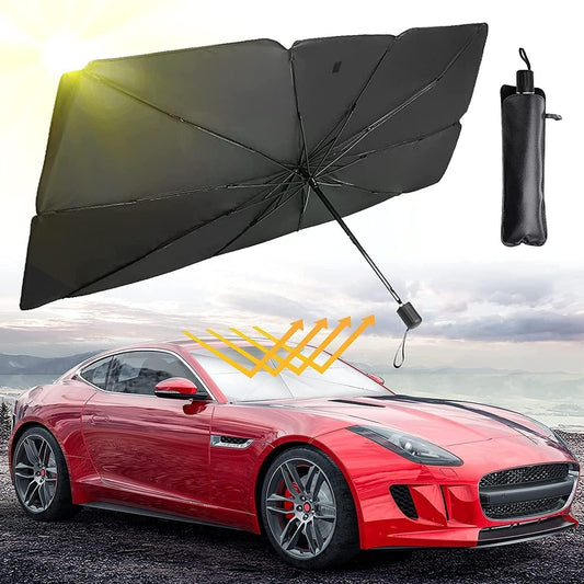 SunShield Pro Car Windshield Sun Shade Umbrella – Foldable UV & Heat Reflective Front Glass Cover for Interior Protection