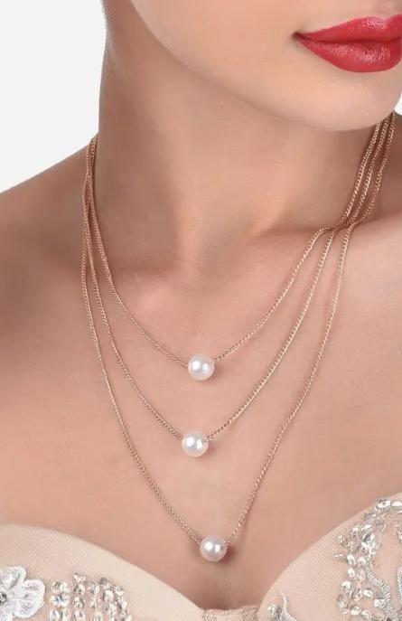 Elegant Gold Plated Pearl Layer Necklace – Multi-Layer Fashion Jewelry