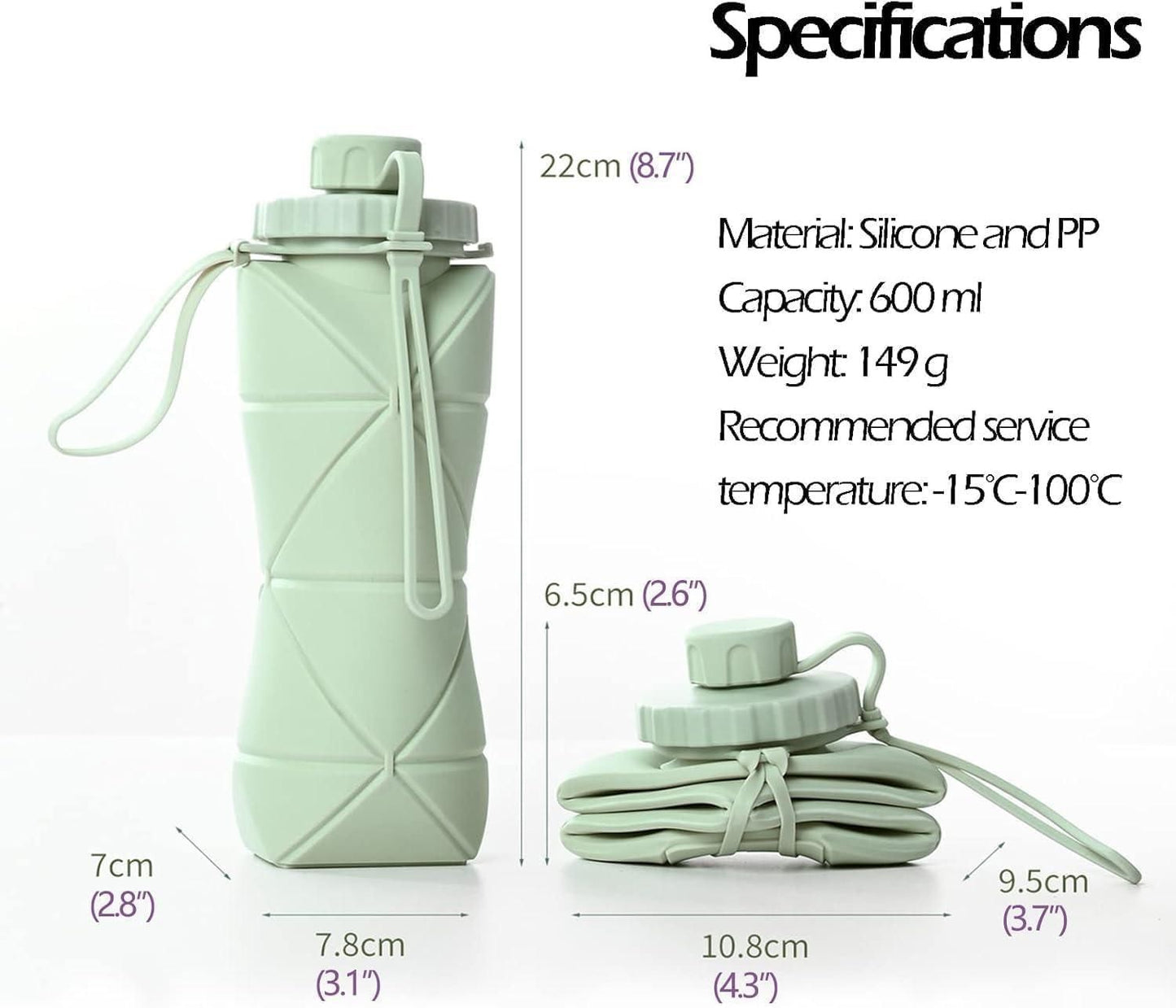 FlexSip Foldable Silicone Water Bottle – Collapsible Reusable Travel Bottle