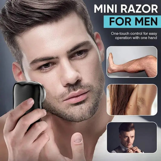 Mini Electric Shaver for Men | USB Rechargeable Pocket Beard Trimmer | Waterproof Portable Razor | 3D Floating Blade Grooming Tool