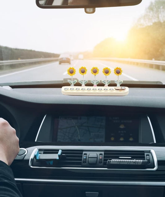 Swinging Sunflower Dashboard Decor for Car (Pack of 5) – Cute & Fun Car Accessory