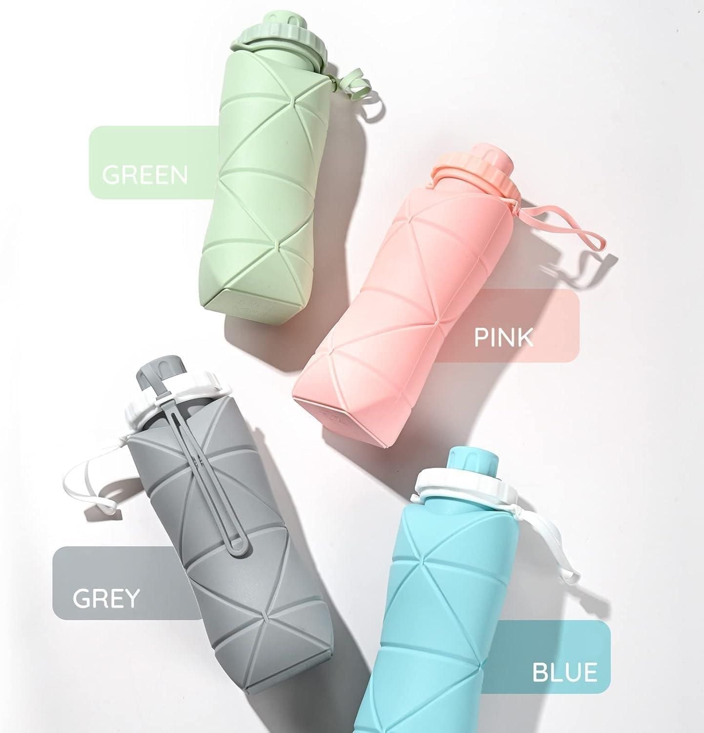 FlexSip Foldable Silicone Water Bottle – Collapsible Reusable Travel Bottle