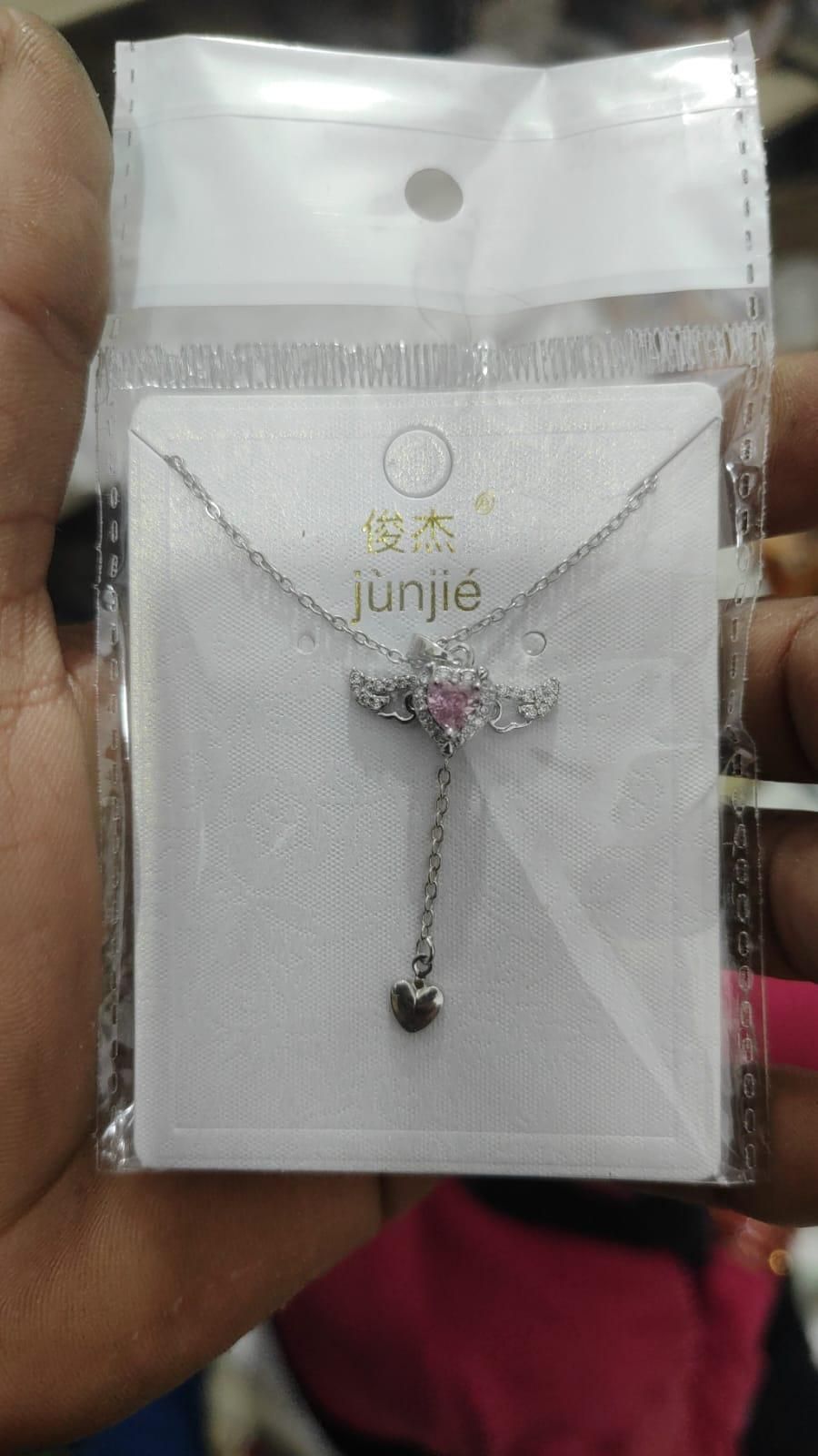 Love Silver Plated Chain with Heart Angel Wings Pendant – Romantic Gift Necklace