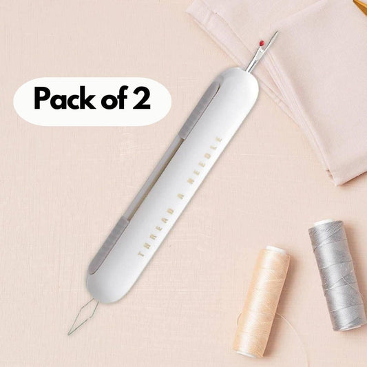 ThreadEase 2-in-1 Needle Helper (Pack of 2) – Easy Sewing Needle Threader Tool for Hand & Machine Stitching | Perfect for Beginners & Seniors