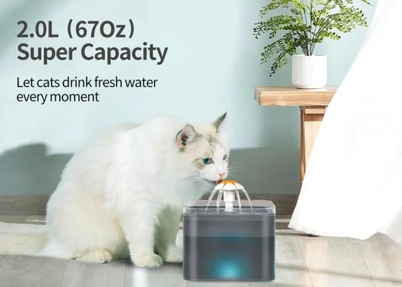 AquaPaw Smart Pet Fountain (2L) – Automatic Flowing Water Dispenser for Cats & Small Dogs | Quiet, Filtered, Hygienic Drinking Bowl