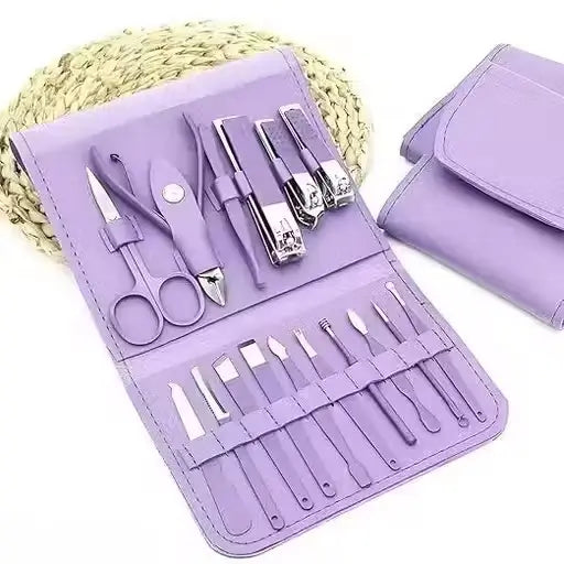 16-in-1 Stainless Steel Manicure Kit | Professional Nail Care & Grooming Set | Portable Travel Case | Unisex Personal Care Tool Kit