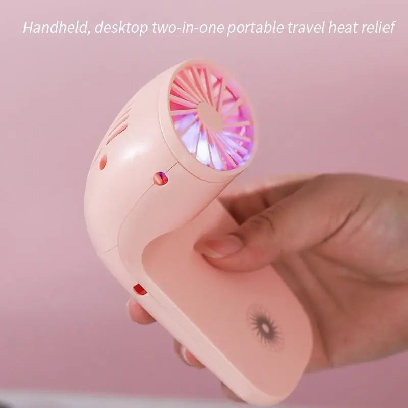 Portable Mobile Holder Fan | Handheld & Desk USB Rechargeable Personal Fan | 3-Speed Cooling Fan (Battery Not Included)