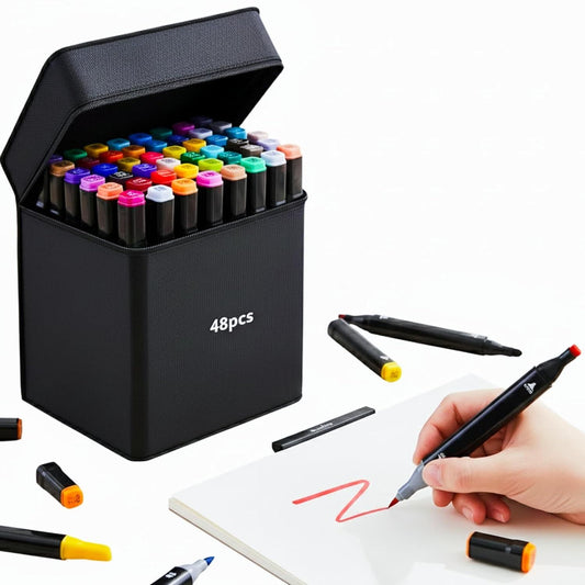 ColorPro 48-Color Dual-Tip Art Marker Set – Professional Carry Case Edition