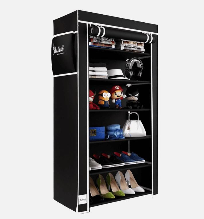 FlexiWard 6-Tier Portable Wardrobe Cabinet – Collapsible Storage Closet & Shoe Rack for Clothes, Shoes & Home Organization | Space-Saving Foldable Design