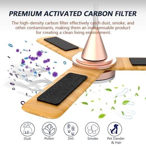 AirPure Carbon Fan Filters (3 Pack) – Activated Coconut Shell Air Purifier Pads for Ceiling Fans | Helps Reduce Odor, Dust & Air Impurities at Home