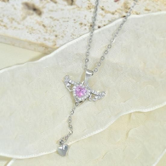 Love Silver Plated Chain with Heart Angel Wings Pendant – Romantic Gift Necklace