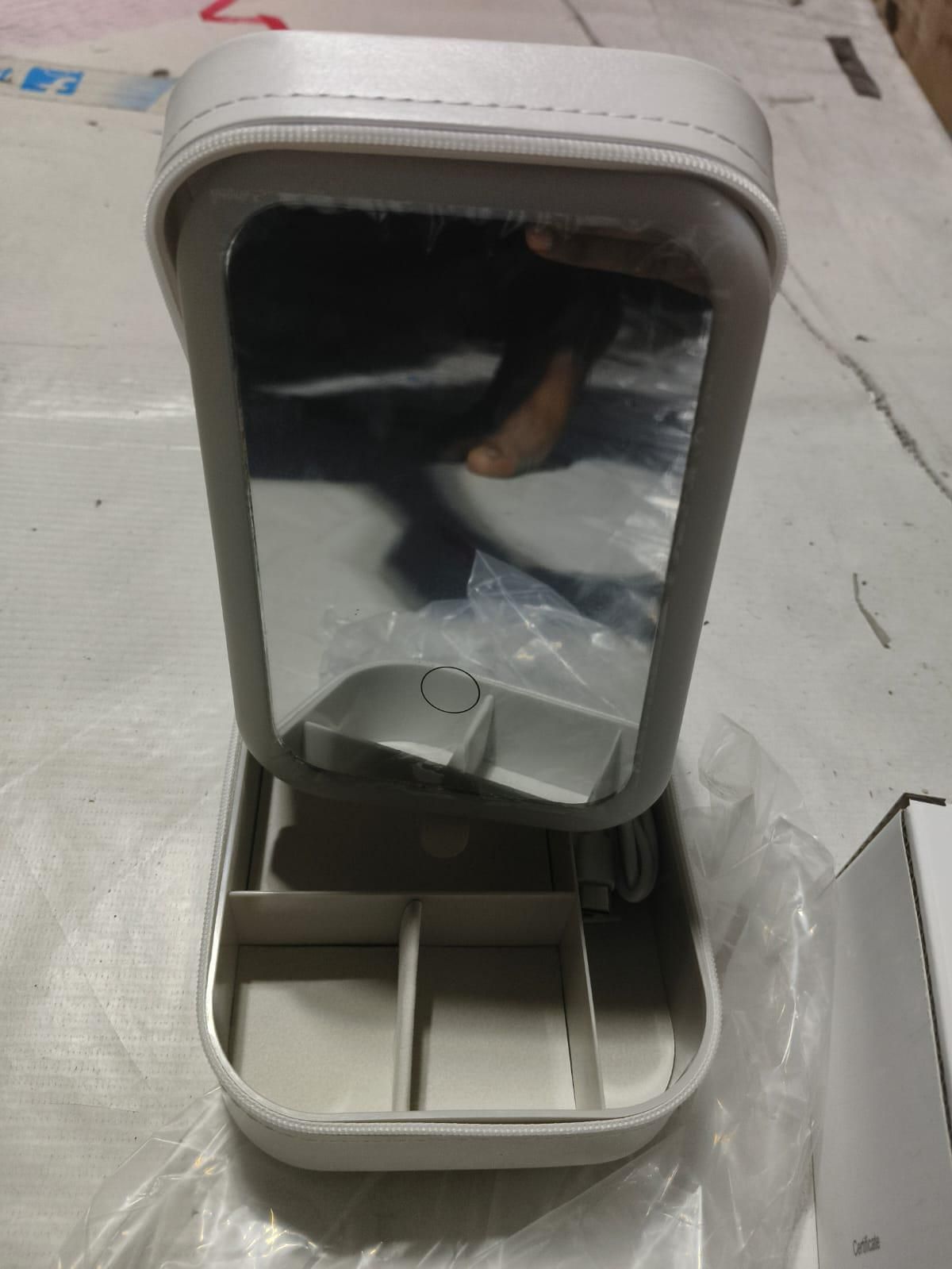 Elegant LumiBox White Jewelry Box with LED Mirror – Storage & Display Case