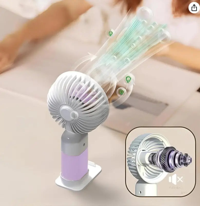 USB Rechargeable Handheld Fan | Portable Mini Fan with Stand | 3-Blade Cooling Fan | Compact Travel Fan