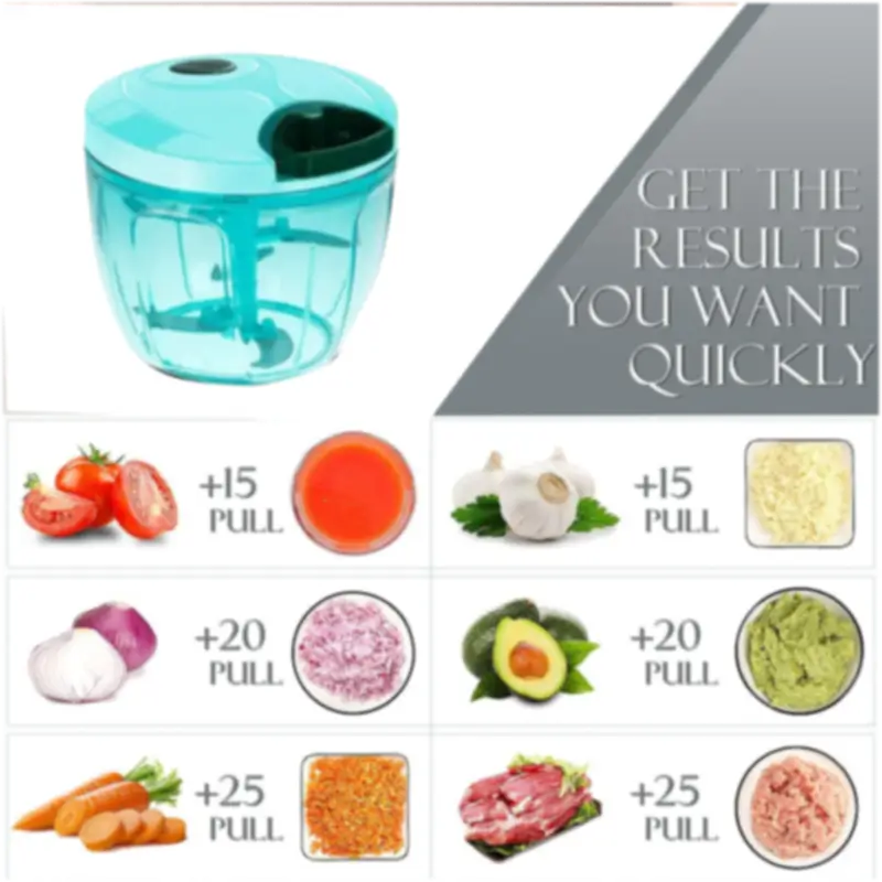 Manual Pull String Food Chopper | Dori Vegetable Cutter & Blender | Stainless Steel Blade Chopper for Fruits, Nuts & Onions | BPA-Free Kitchen Tool