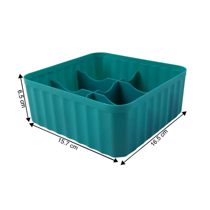 Square Organizer with 6 Compartments | Multi-Purpose Storage Box for Socks, Cosmetics & Accessories