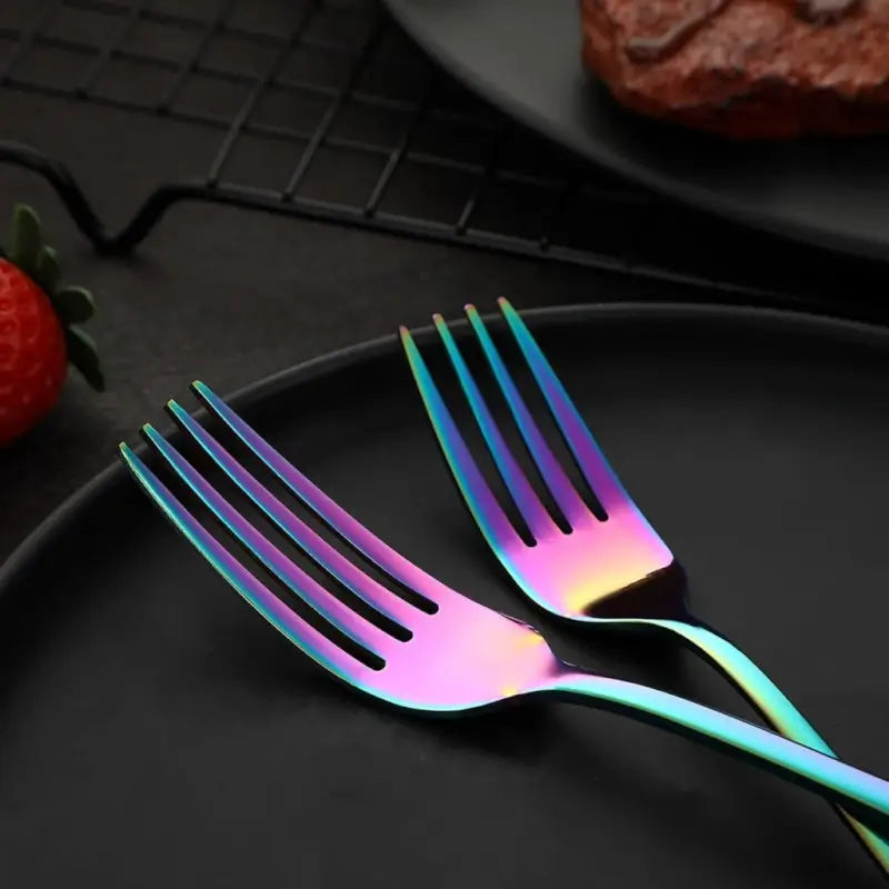 RainbowGlow 8-Piece Stainless Steel Travel Cutlery Set