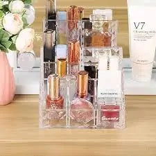 16-Compartment Makeup Organizer – Plastic Vanity Storage for Cosmetics, Brushes, Perfume & Lipsticks