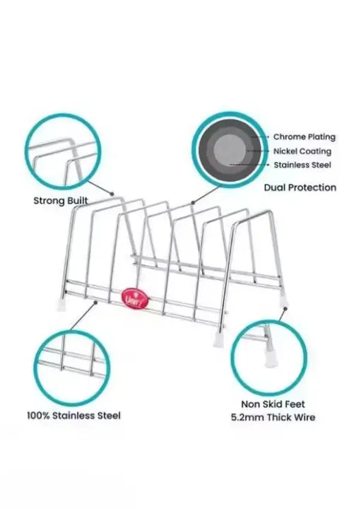 KitchenRack Stainless Steel Plate Stand – 7/8 Slot Dish Organizer