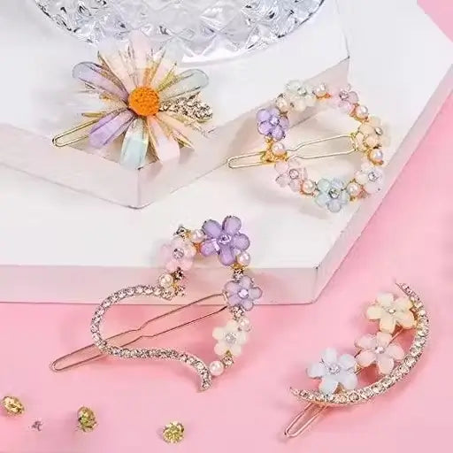 BloomCharm Korean Style Flower Metal Hair Pin – Elegant Hair Lock Clip
