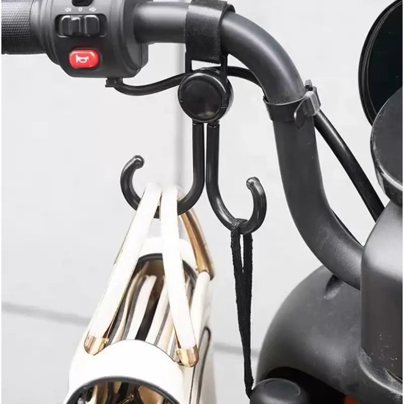 360° Rotating Multi-Purpose Stroller Hook | Heavy-Duty Bag Holder with Velcro Strap | Universal Hook for Stroller, Wheelchair, Bicycle & Shopping Trolley (1 Pc)
