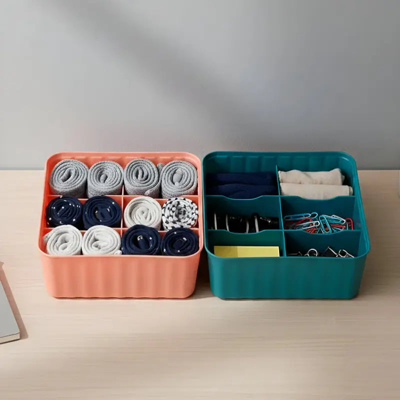 Square Organizer with 6 Compartments | Multi-Purpose Storage Box for Socks, Cosmetics & Accessories