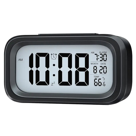SmartTime LCD Alarm Clock – Backlight Digital Clock with Temperature Display