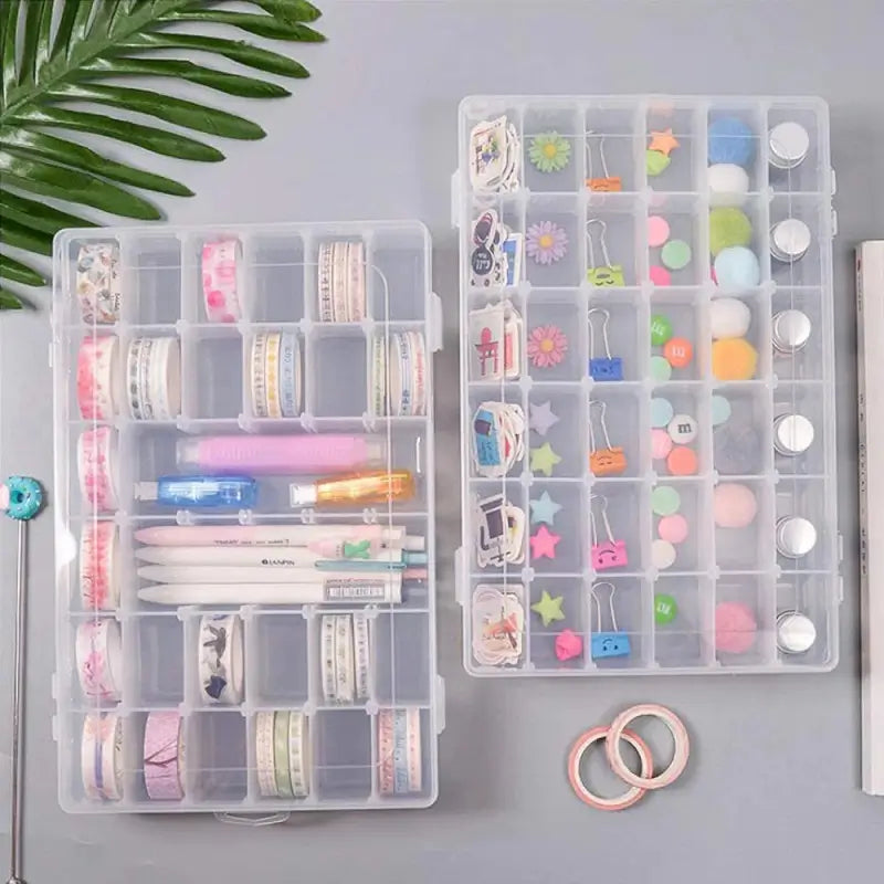 CrystalStore 36 Grid Organizer Box – Transparent Jewelry Storage with Adjustable Dividers