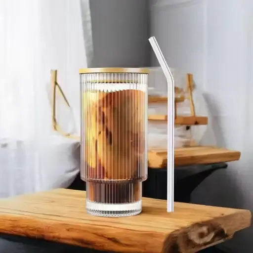 Glass Sipper Cup (Pack of 1) | Multipurpose Beverage Drinking Glass for Coffee, Juice & Smoothies