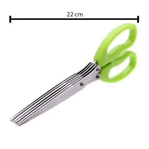 5-Blade Stainless Steel Herb Scissors | Multifunction Vegetable Cutter with Cleaning Comb | Kitchen & Office Shredding Tool