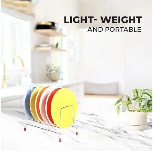 KitchenRack Stainless Steel Plate Stand – 7/8 Slot Dish Organizer