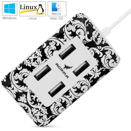 AGRiMA Designer Floral USB Hub | USB 2.0 Multi-Port Data Splitter | Compact & Stylish USB Hub for Laptop & Computer