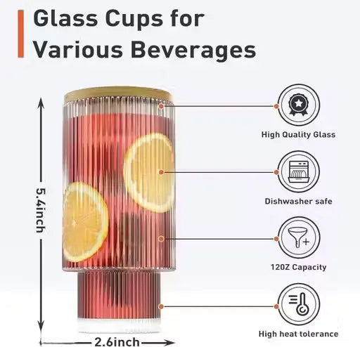 Glass Sipper Cup (Pack of 1) | Multipurpose Beverage Drinking Glass for Coffee, Juice & Smoothies