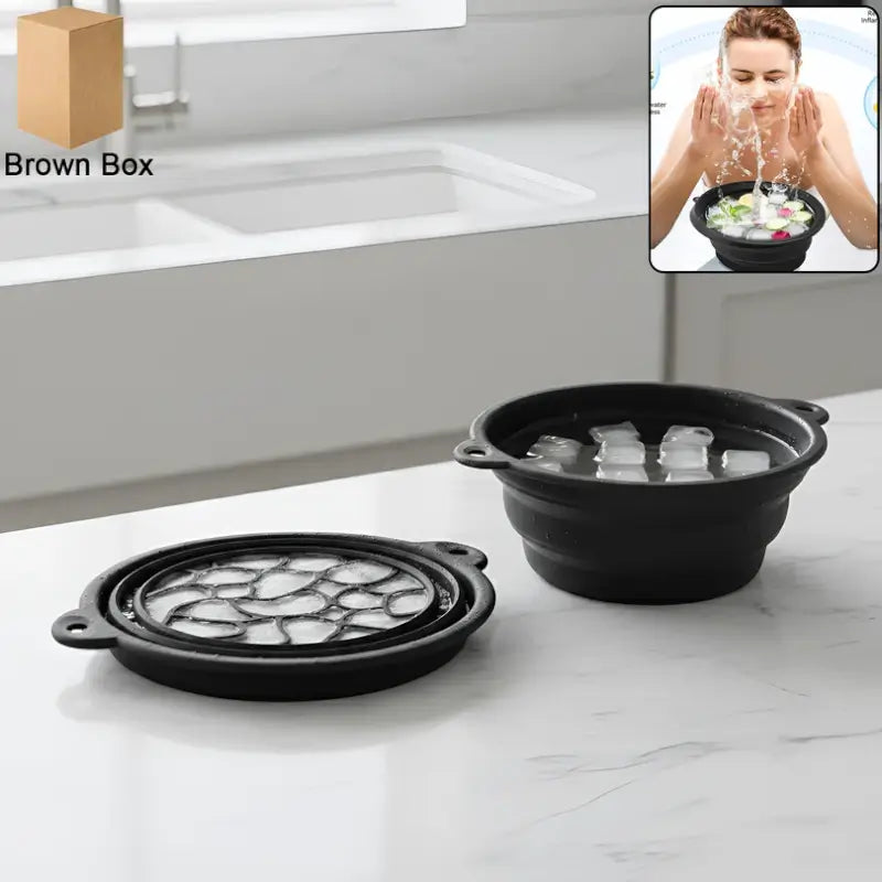 Silicone Ice Facial Bowl with Built-In Ice Tray | Foldable Facial Ice Bath Bowl for Skin Care (1 Pc)