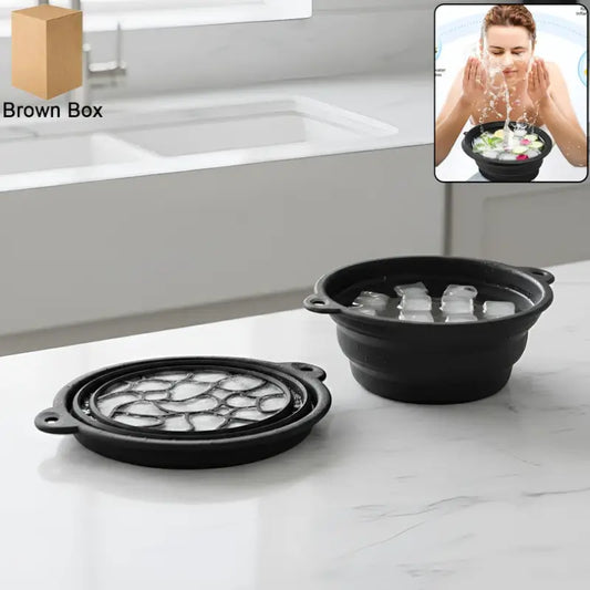 Silicone Ice Facial Bowl with Built-In Ice Tray | Foldable Facial Ice Bath Bowl for Skin Care (1 Pc)
