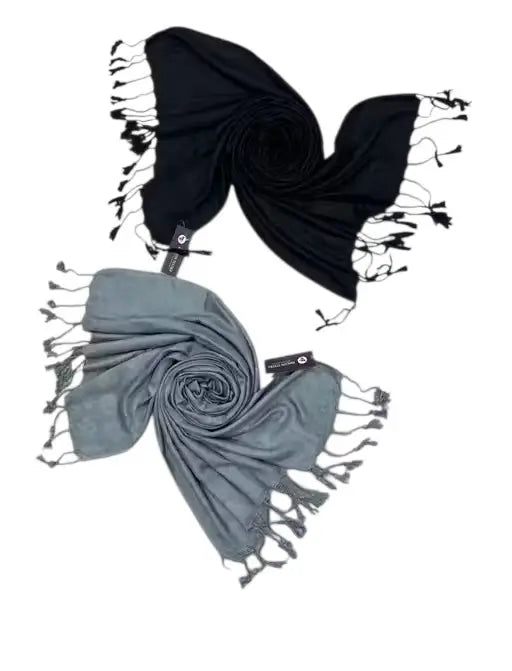 Pack of 2 Women’s Self-Design Stoles | Soft Viscose Rayon Wraps | Lightweight Matte Finish Scarves with Tassels