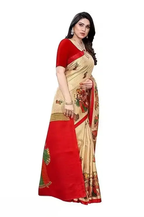 Women’s Designer Art Silk Printed Saree with Blouse Piece | Elegant Party & Wedding Wear | Free Size Lightweight Ethnic Saree
