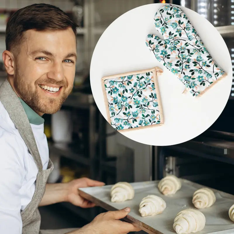 HeatGuard Professional Cotton Oven Mitt Gloves – Kitchen Heat Resistant Gloves