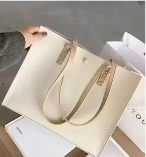 Girls Faux Leather Tote Bag | Stylish Lightweight Handbag | Single Compartment Everyday Shoulder Bag | Durable & Trendy
