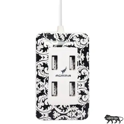 AGRiMA Designer Floral USB Hub | USB 2.0 Multi-Port Data Splitter | Compact & Stylish USB Hub for Laptop & Computer