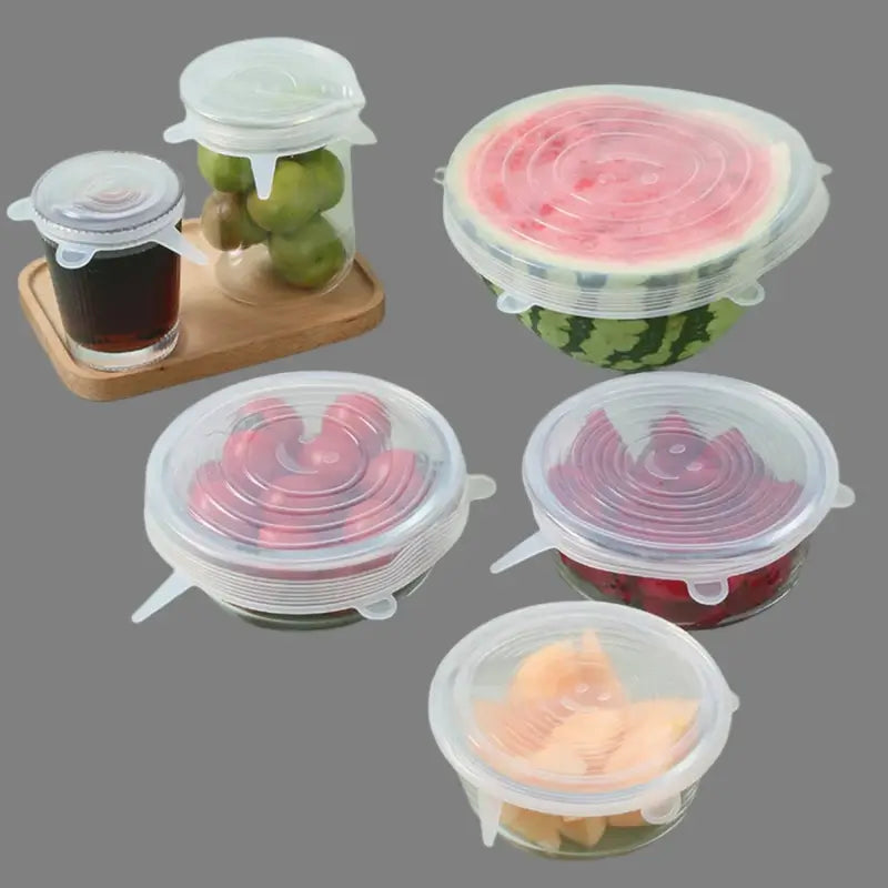 FreshSeal Silicone Stretch Lids Set – Reusable Food Covers (Pack of 6)