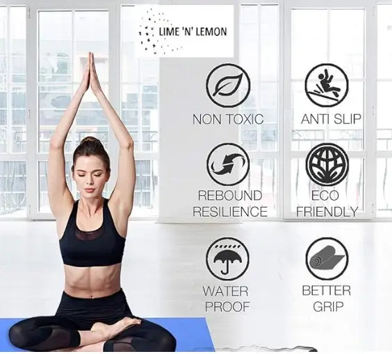 FlexZen 4MM Eco-Friendly Yoga Mat – Non-Slip Exercise Mat with Carry Strap