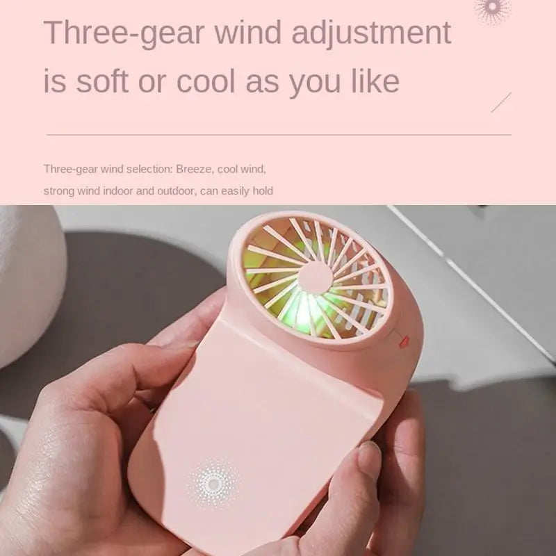 Portable Mobile Holder Fan | Handheld & Desk USB Rechargeable Personal Fan | 3-Speed Cooling Fan (Battery Not Included)