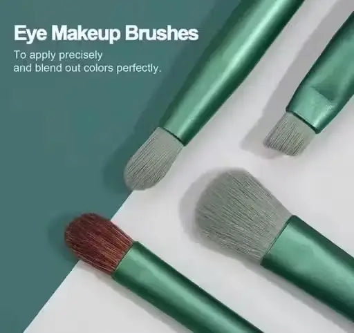 Professional FIX+ Makeup Brush Set (13 PCS) | Green Cosmetic Brushes | Soft Imitation Badger Hair | Complete Beauty Tool Kit