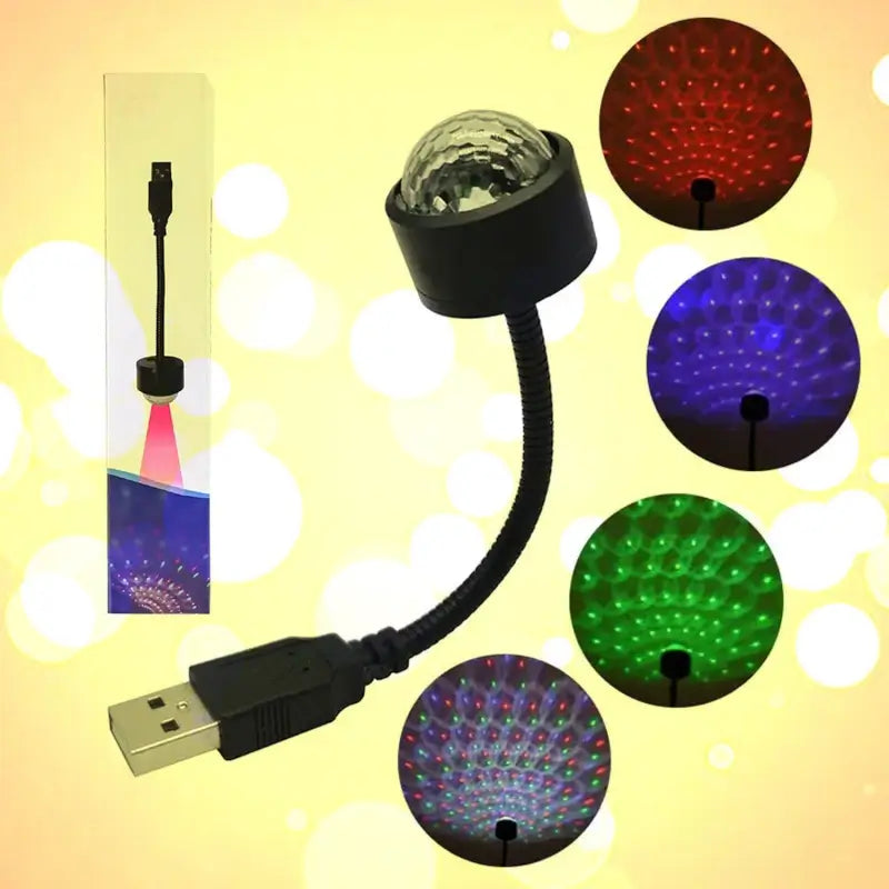 USB Star Night Light Projector | Mini Disco Ball Car & Room Ceiling Light | Flexible LED Atmosphere Lamp for Party & Bedroom