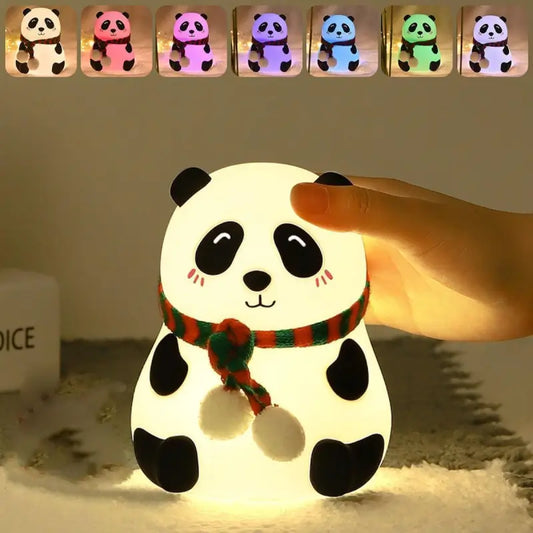 PandaGlow Rechargeable Silicone Night Light – 7-Color LED Mood Lamp