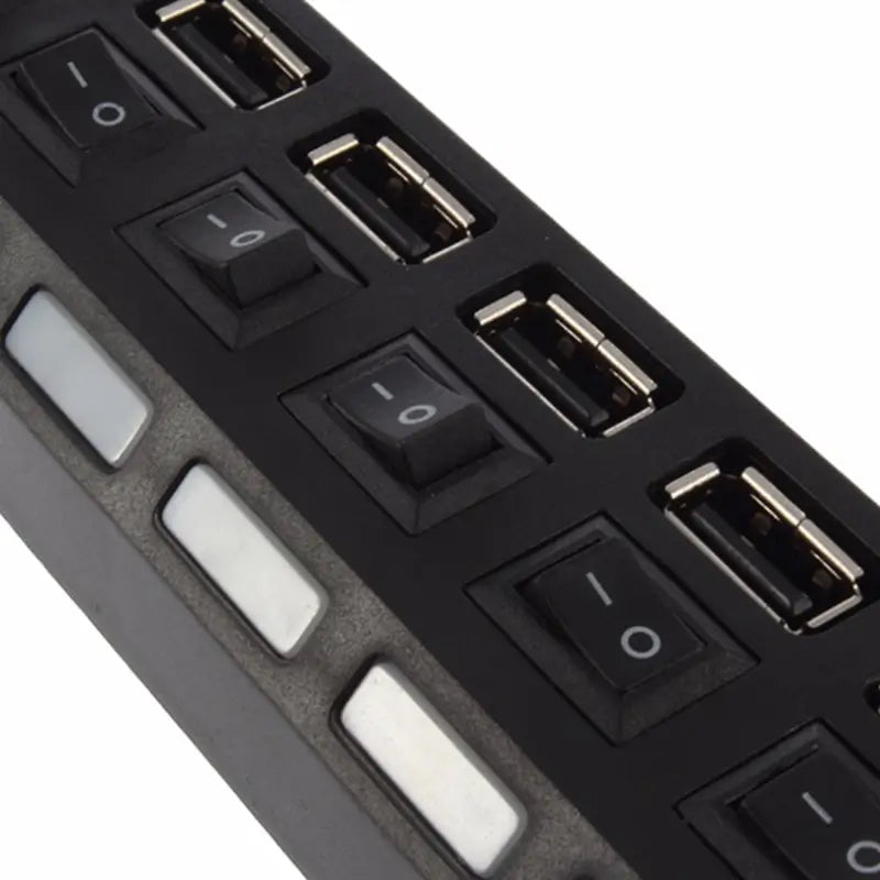 PowerHub 7-Port USB Splitter – Multi-Port USB Hub with On/Off Switch