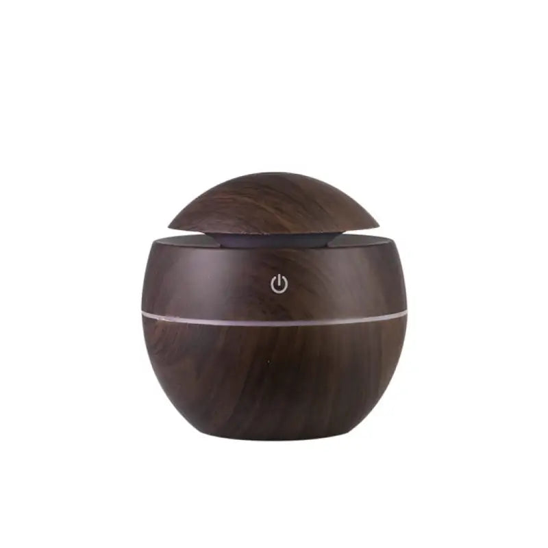 AromaGlow Wooden Humidifier – Essential Oil Diffuser with 7-Color LED Light (130ml)