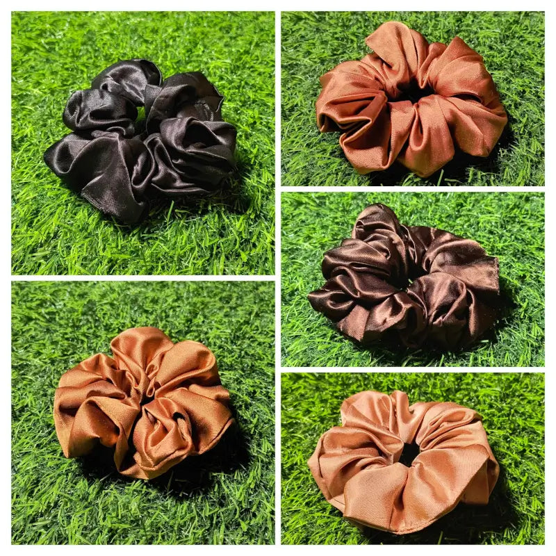 Luxury Satin Hair Scrunchies (Pack of 5) | Soft Hair Ties for Women & Girls | Anti-Breakage Hair Bands in Elegant Shades