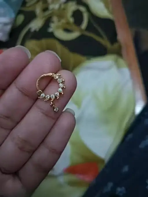 Shimmering Chunky Nosepins | Gold-Plated Alloy Nose Pin with CZ Stones | Stylish Bridal & Party Wear Nose Jewellery