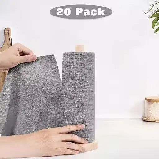 Microfiber Cleaning Cloth Roll (20 PCS) | Tear-Away Reusable Towels | Super Absorbent Lint-Free Cleaning Wipes | 25×25 cm Multipurpose Cloth